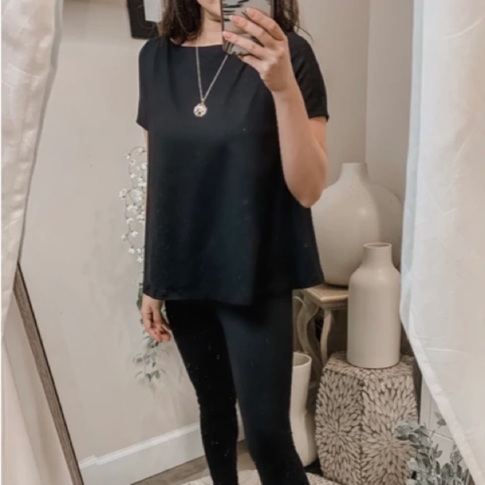 Susana Monaco Flared Boat Neck Top Black